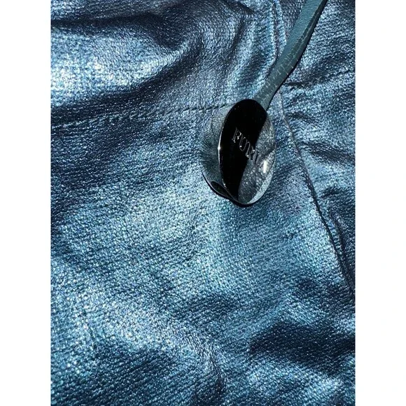 Vintage Furla Large Teal/Petrol Blue Iridescent Leather Shoulder Bag Hobo Tote - Picture 6 of 10